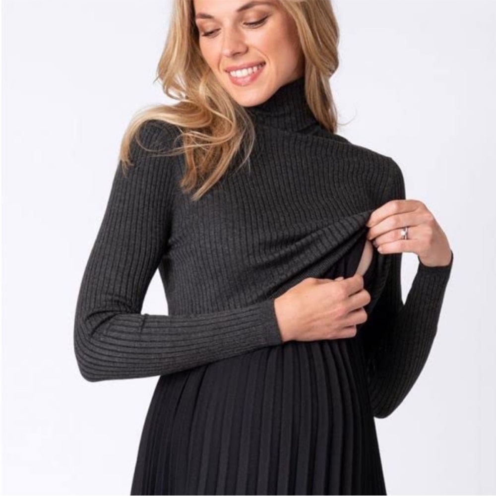 Ribbed Turtleneck Sweater Nursing Dress